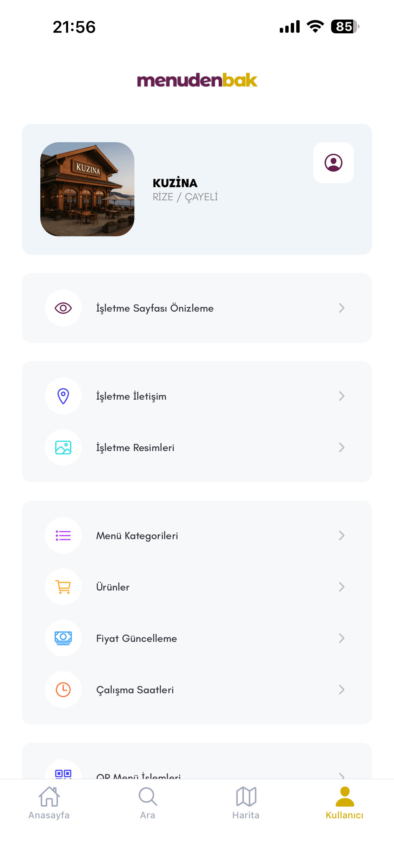 İşletme Profil Ana Sayfası